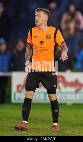 18 janvier 2020. Mackessack Park, Rothes, Moray, Ecosse, Royaume-Uni. C'est à partir de la Highland League Match de football entre Rothes FC et le Brora Rangers FC. Photo Contenu :- Rothes Nouvelle signature d'Elgin City FC - Darryl McHardy - Jasperimage AlamyLiveNews - CRÉDIT/ Banque D'Images