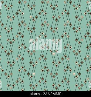 Un simple motif géométrique art déco avec des lignes en zig-zag et square des formes sur un fond aqua. Vectoriel continu unisexe imprimer surface design. Super pour Illustration de Vecteur