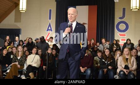 Indianola, USA. 18 janvier, 2020. 2020 le candidat démocrate à l'ancien Vice-président américain Joe Biden, lors d'une manifestation communautaire dans Iandianola, Iowa, le samedi, Janvier 18, 2020. Les candidats continuent de campagne dans l'Iowa, premier-dans-le-nation caucus à Février 3 approches. Photo de Mike Theiler/UPI. Credit : UPI/Alamy Live News Banque D'Images