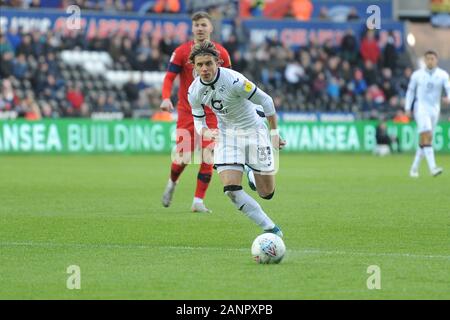 SWANSEA, Pays de Galles - 18 janvier Nouvelle signature Connor Gallagher de Swansea City lors de la Sky Bet match de championnat entre Swansea City et Wigan Athletic au Liberty Stadium de Swansea, le samedi 18 janvier 2020. (Crédit : Jeff Thomas | MI News) photographie peut uniquement être utilisé pour les journaux et/ou magazines fins éditoriales, licence requise pour l'usage commercial Crédit : MI News & Sport /Alamy Live News Banque D'Images