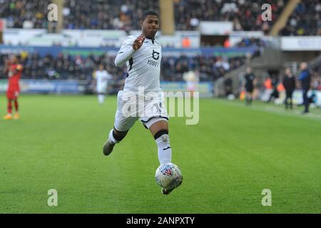 SWANSEA, Pays de Galles - 18 janvier Nouvelle signature Rhian Brewster de Swansea City lors de la Sky Bet match de championnat entre Swansea City et Wigan Athletic au Liberty Stadium de Swansea, le samedi 18 janvier 2020. (Crédit : Jeff Thomas | MI News) photographie peut uniquement être utilisé pour les journaux et/ou magazines fins éditoriales, licence requise pour l'usage commercial Crédit : MI News & Sport /Alamy Live News Banque D'Images
