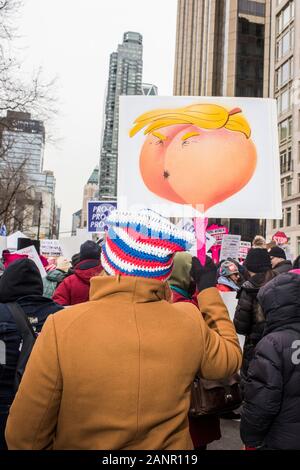 Manhattan, New York, USA - 18 janvier 2020 : la Marche des femmes, la ville de New York. Banque D'Images