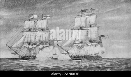 Enterprise vs Boxer - Bataille entre l'entreprise et les Britanniques le boxeur sloop le 5 septembre 1813. Banque D'Images