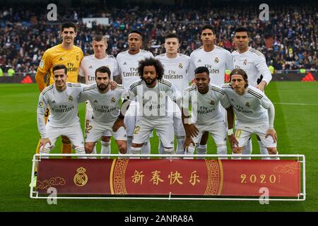 Madrid, Espagne. 18 janvier, 2020. Photo de l'équipe du Real Madrid avant le match de la Liga entre le Real Madrid et le FC Séville à Santiago Bernabeu à Madrid. (Score final ; 2:1 Real Madrid FC Séville) Credit : SOPA/Alamy Images Limited Live News Banque D'Images