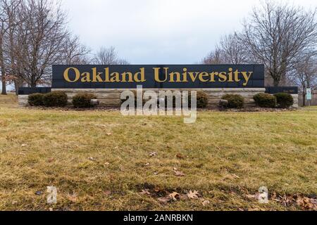 Rochester, MI / USA - 3 janvier 2020 : Oakland University sign Banque D'Images