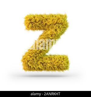 La lettre Z. en majuscules. Fluffy jaune et furry font. Le rendu 3D Banque D'Images