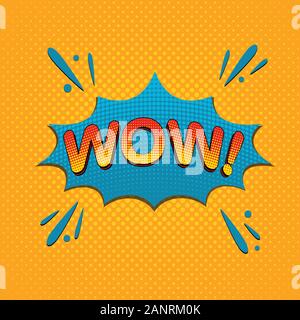 Comic speech bubble avec expression texte wow. Cartoon vector pop art illustration sur fond blanc. Illustration de Vecteur