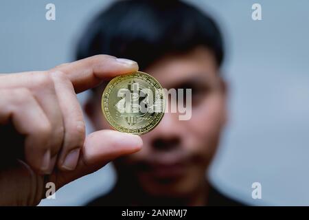 En Bitcoin part of a businessman Banque D'Images