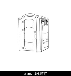 L'icône Contour de toilettes publiques. Inscrivez-linéaire pour mobile concept, web design. Rue Portable toilettes symbole, logo. Cabine WC toilettes bio Public signe. Vector Illustration de Vecteur