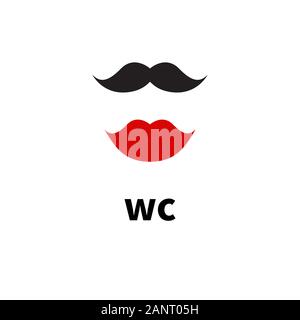 Hipster des icônes pour WC, toilettes, wc, wc. Les lèvres et la moustache, vector illustration Illustration de Vecteur