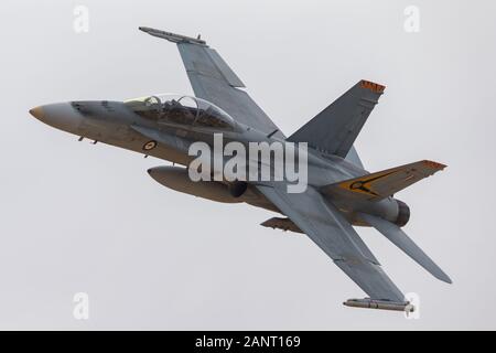 Royal Australian Air Force (RAAF) McDonnell Douglas F/A-18B Hornet jets d'une de no21-109 2 Unité de conversion opérationnelle basée à RAAF Williamto Banque D'Images