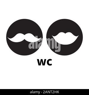 Hipster des icônes pour WC, toilettes, wc, wc. Les lèvres et la moustache, vector illustration Illustration de Vecteur