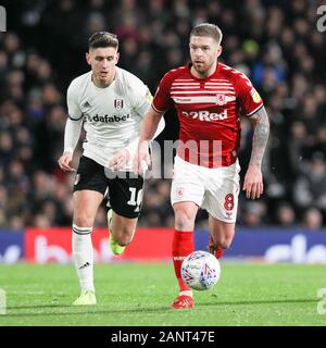 Londres, Royaume-Uni. 17 Jan, 2020. Adam Clayton de Middlesbrough en action au cours de l'EFL Sky Bet Championship match entre Fulham et Middlesbrough à Craven Cottage, Londres, Angleterre le 17 janvier 2020. Photo de Ken d'Étincelles. Usage éditorial uniquement, licence requise pour un usage commercial. Aucune utilisation de pari, de jeux ou d'un seul club/ligue/dvd publications. Credit : UK Sports Photos Ltd/Alamy Live News Banque D'Images