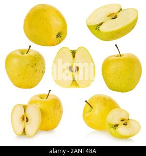 Jeu de pommes sur un fond isolé blanc with clipping path Banque D'Images