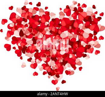 Le cœur de la Saint-Valentin Vector est composé de coeurs rouges et roses sur fond blanc. Illustration de Vecteur