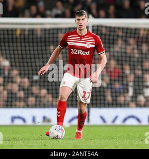 Londres, Royaume-Uni. 19 Jan, 2020. McNair Paddy de Middlesbrough en action au cours de l'EFL Sky Bet Championship match entre Fulham et Middlesbrough à Craven Cottage, Londres, Angleterre le 17 janvier 2020. Photo de Ken d'Étincelles. Usage éditorial uniquement, licence requise pour un usage commercial. Aucune utilisation de pari, de jeux ou d'un seul club/ligue/dvd publications. Credit : UK Sports Photos Ltd/Alamy Live News Banque D'Images