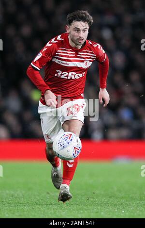 Londres, Royaume-Uni. 19 Jan, 2020. Patrick Roberts de Middlesbrough en action au cours de l'EFL Sky Bet Championship match entre Fulham et Middlesbrough à Craven Cottage, Londres, Angleterre le 17 janvier 2020. Photo de Ken d'Étincelles. Usage éditorial uniquement, licence requise pour un usage commercial. Aucune utilisation de pari, de jeux ou d'un seul club/ligue/dvd publications. Credit : UK Sports Photos Ltd/Alamy Live News Banque D'Images