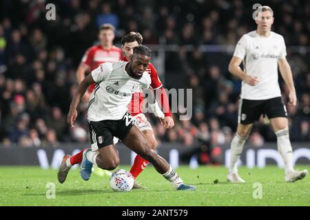 Londres, Royaume-Uni. 19 Jan, 2020. Joshua Onomah de Fulham et Patrick Roberts de Middlesbrough défi pour le ballon pendant le match de championnat EFL Sky Bet entre Fulham et Middlesbrough à Craven Cottage, Londres, Angleterre le 17 janvier 2020. Photo de Ken d'Étincelles. Usage éditorial uniquement, licence requise pour un usage commercial. Aucune utilisation de pari, de jeux ou d'un seul club/ligue/dvd publications. Credit : UK Sports Photos Ltd/Alamy Live News Banque D'Images