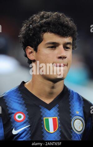 Milan, Italie, 20 octobre 2010,'' SAN SIRO Stadium, Ligue des champions 2010/2011 ,FC Inter - Tottenham Hotspur FC : Philippe Coutinho avant le match Banque D'Images