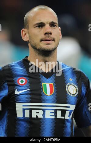 Milan, Italie, 20 octobre 2010,'' SAN SIRO Stadium, Ligue des champions 2010/2011 ,FC Inter - Tottenham Hotspur FC : Wesley Sneijder avant le match Banque D'Images