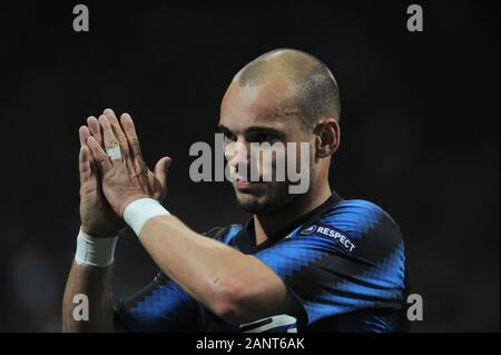 Milan, Italie, 20 octobre 2010,'' SAN SIRO Stadium, Ligue des champions 2010/2011 ,FC Inter - Tottenham Hotspur FC : Wesley Sneijder avant le match Banque D'Images