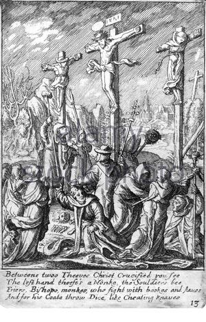 La Crucifixion, gravure par Wenceslaus Hollar aquafortiste bohème à partir de 1600 Banque D'Images