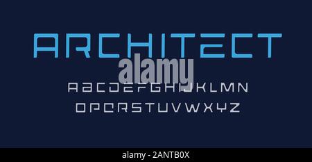 Lettres d'architecte. Style géométrique alphabet. La police majuscule pour les jeux, ad, logos, bannière, monogramme et poster. Typographie vecteur conception. Illustration de Vecteur