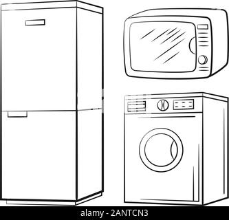 Ensemble d'équipements techniques Illustration de Vecteur