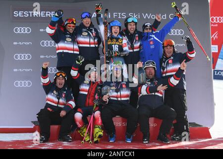 Sestriere, Italie. 19 Jan, 2020. Sestriere, Italie, 19 janvier 2020 L'équipe de france, lors de la Coupe du Monde de SKY - Slalom géant parallèle Femmes - Ski - Credit : LM/crédit : Danilo Danilo Vigo Vigo/fil LPS/ZUMA/Alamy Live News Banque D'Images