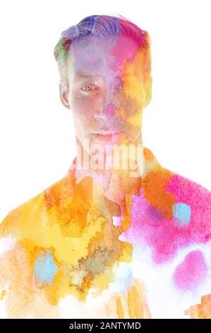 Paintographie. Portrait combiné à une peinture Banque D'Images