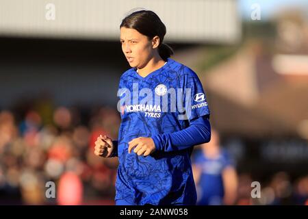 Manchester, UK. 19 Jan, 2020. Sam Kerr de Chelsea cherche sur les femmes. Barclays FA Womens superleague, Arsenal Femmes v Chelsea femmes à Meadow Park à Borehamwood Herts, le dimanche 19 janvier 2020. Cette image ne peut être utilisé qu'à des fins rédactionnelles. Usage éditorial uniquement, licence requise pour un usage commercial. Aucune utilisation de pari, de jeux ou d'un seul club/ligue/dvd publications. pic par Steffan Bowen/Andrew Orchard la photographie de sport/Alamy live news Crédit : Andrew Orchard la photographie de sport/Alamy Live News Banque D'Images