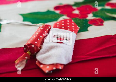 Décorations de table pour le dîner de Noël, porte-serviettes/serviette Banque D'Images