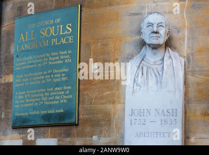 John Nash Architecte, All Souls Langham Place Londres. Nash (1752-1835) était l'un des plus grands architectes britanniques de l'époque Regency et géorgienne. Banque D'Images