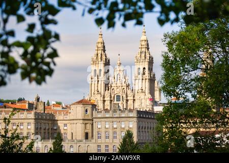 Vue de la cathédrale de Santiago de Compostela en Espagne Banque D'Images