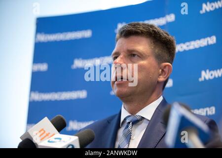 Czestochowa, Pologne - 19 juin 2017 : la visite de Ryszard Petru (chef de Modern/Nowoczesna) à Czestochowa connecté avec l'ouverture de la Modern Banque D'Images