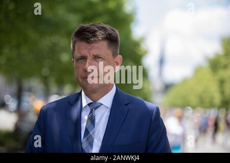 Czestochowa, Pologne - 19 juin 2017 : la visite de Ryszard Petru (chef de Modern/Nowoczesna) à Czestochowa connecté avec l'ouverture de la Modern Banque D'Images