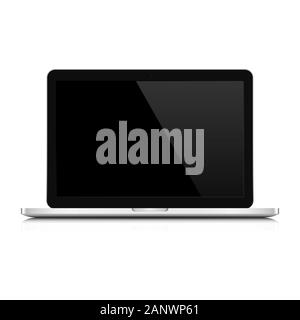 Ordinateur portable sur un fond blanc. Vector illustration. Ordinateur portable avec écran noir en blanc. Illustration de Vecteur