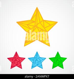 Résumé d'étoile située dans le style de ligne. Ensemble d'étoiles de couleur, isolé sur fond clair. Vector illustration. Illustration de Vecteur