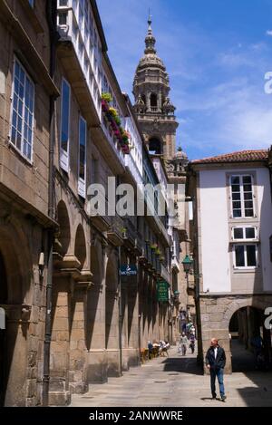 Scène de rue à Santiago de Compostelle en Galice Espagne Banque D'Images