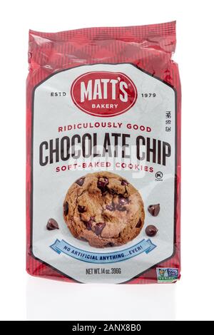 Winneconne, WI - 14 janvier 2019 : un paquet de chocolat boulangerie Matts chop les tendres biscuits cookies sur un fond isolé Banque D'Images