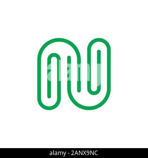 Lettre n paper clip design logo Vector Illustration de Vecteur