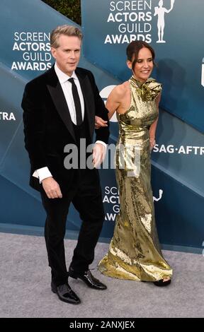 Los Angeles, United States. 19 Jan, 2020. (L-R) Cary Elwes et Lisa Marie Kubikoff arrivent pour la 26e assemblée annuelle tenue SAG Awards au Shrine Auditorium à Los Angeles le Dimanche, Janvier 19, 2020. La Screen Actors Guild Awards sera diffusée en direct sur la TNT et les directives du SCT. Photo par Jim Ruymen/UPI UPI : Crédit/Alamy Live News Banque D'Images