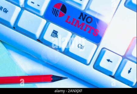 Signe texte montrant pas de limites. Photo d'entreprise présentant à faire tout ce que tu pouvais avec certaines restrictions et holding back Banque D'Images