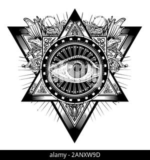 œil de providence illuminati occultisme freemasonry david star illustration Banque D'Images