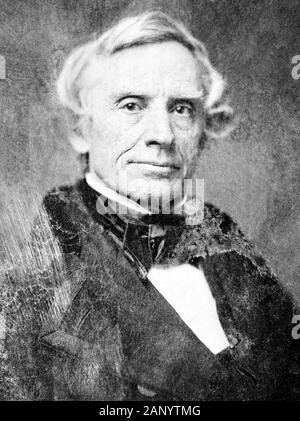 Photo de portrait vintage du peintre et inventeur américain Samuel F B Morse (1791 – 1872) – pionnier dans le développement du télégraphe électrique et co-créateur de Morse Code. Photo vers 1850 par Mathew B Brady. Banque D'Images