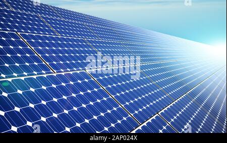 Panneaux solaires - Contexte - Le Rendu 3D Banque D'Images