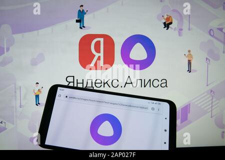 Assistant vocal virtuel Alice (Alisa) développé par Yandex Banque D'Images