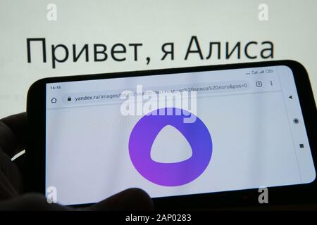 Assistant vocal virtuel Alice (Alisa) développé par Yandex Banque D'Images