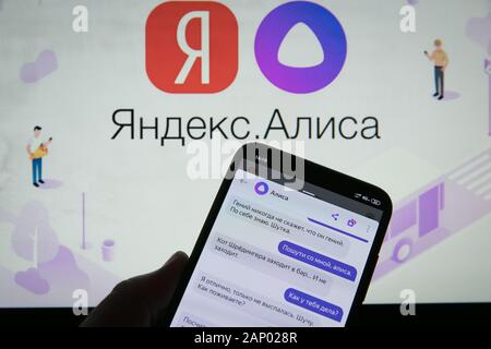 Assistant vocal virtuel Alice (Alisa) développé par Yandex Banque D'Images