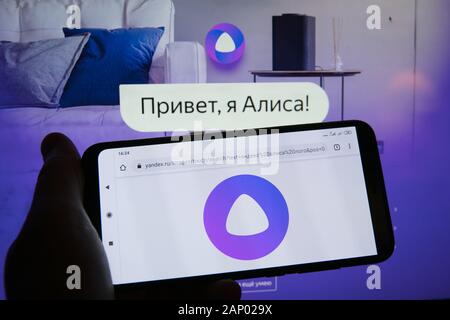 Assistant vocal virtuel Alice (Alisa) développé par Yandex Banque D'Images